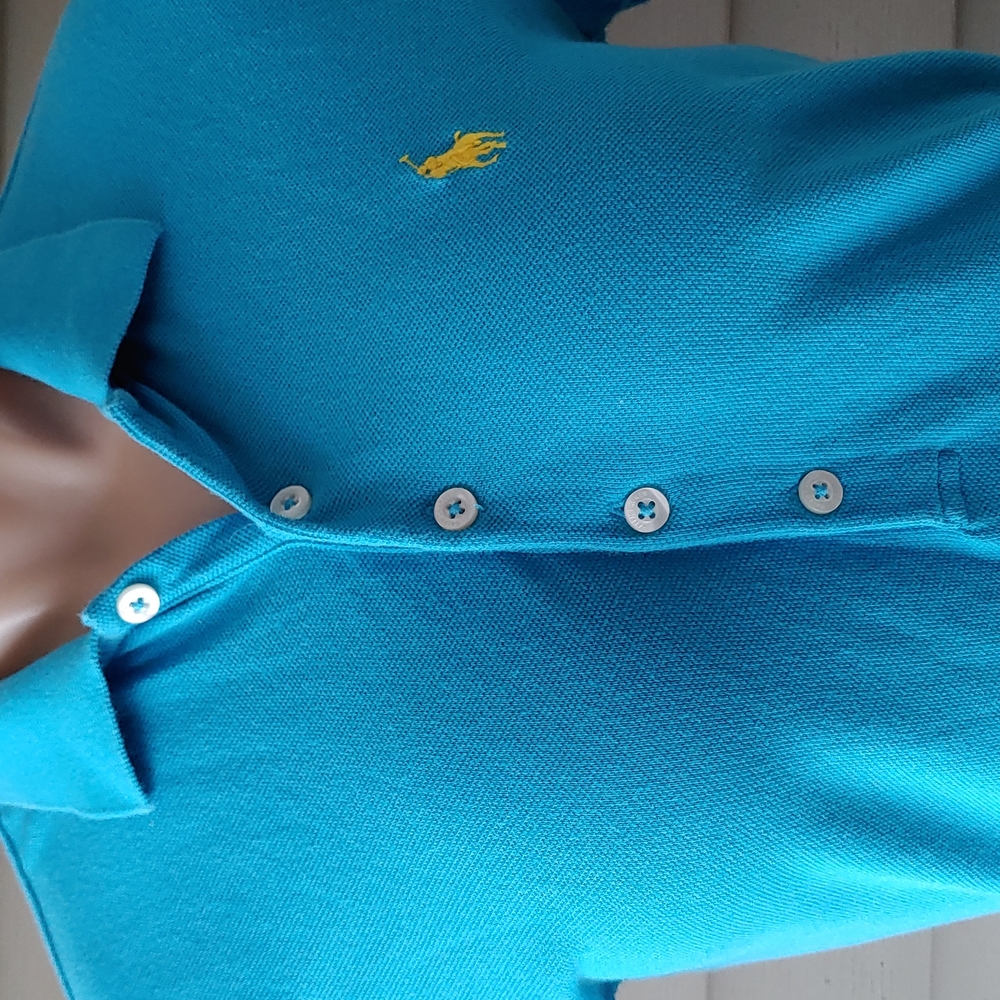 💛 Ralph Lauren Sport Aqua Blue Polo Dress Collard Shift - Picture 6 of 10
